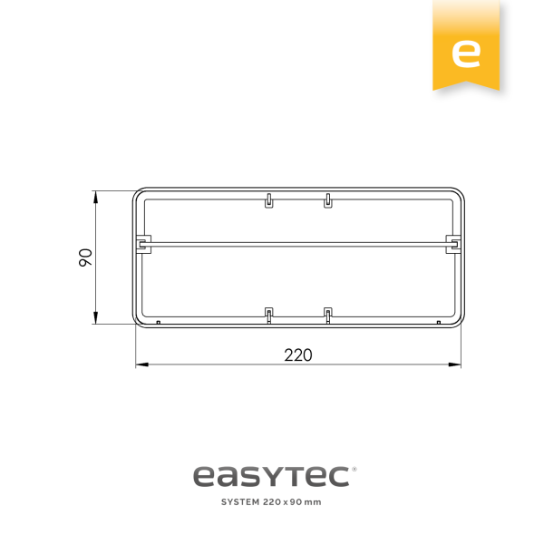 EASYTEC Flachkanal Verbinder mit Rückstauklappe System 220 x 90 mm Art. 32.155